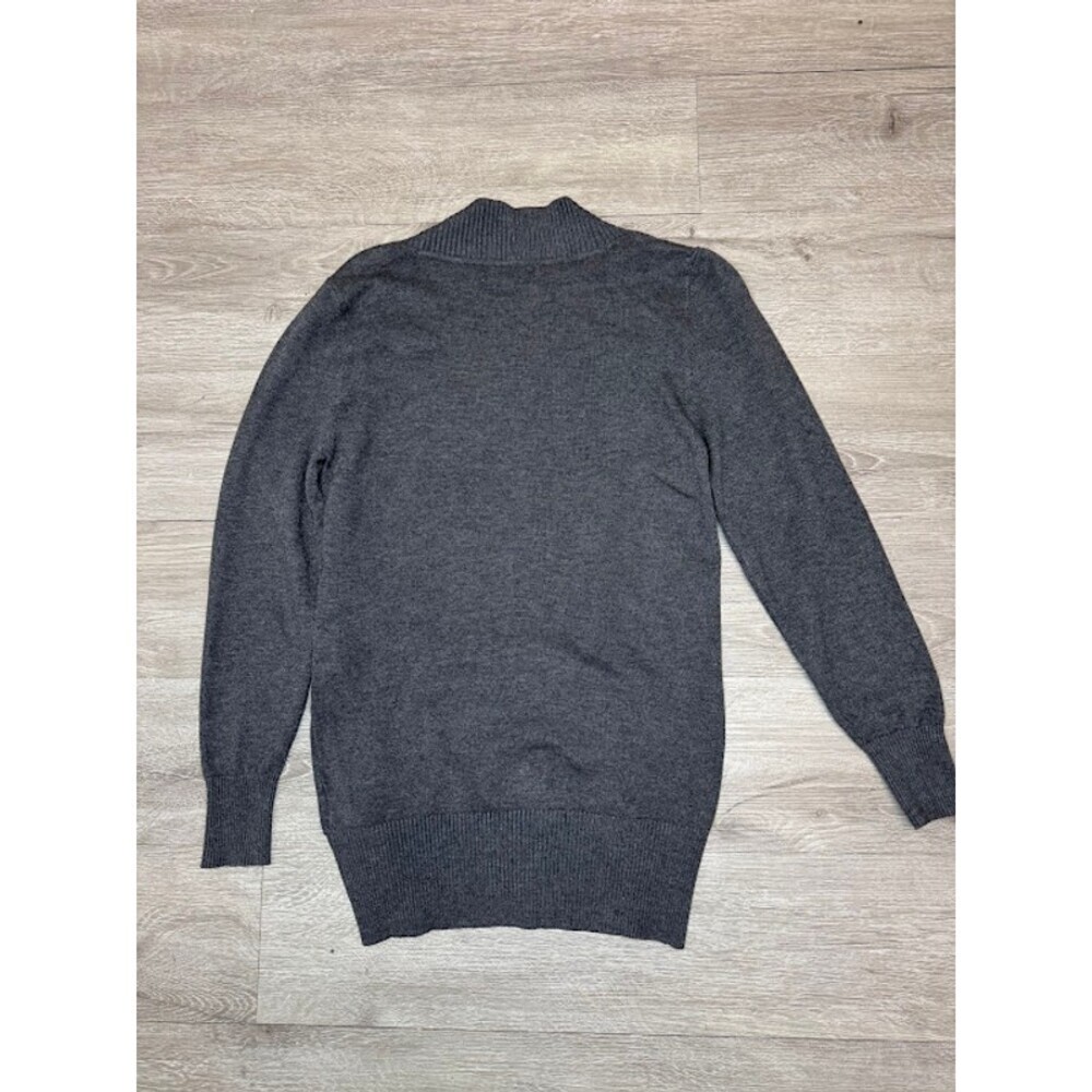 Gray Open Front Knit Cardigan Long Sleeve Ribbed Lightweight Pockets M - Picture 5 of 5
